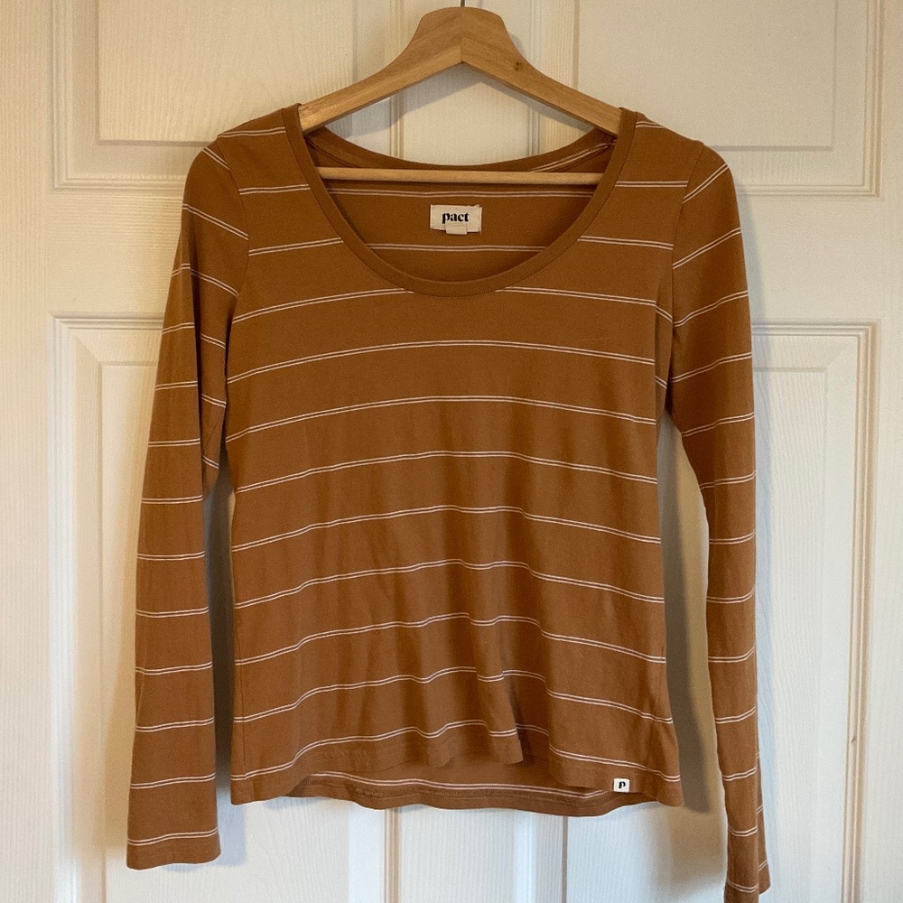 Pact softspun scoopneck stripe tee